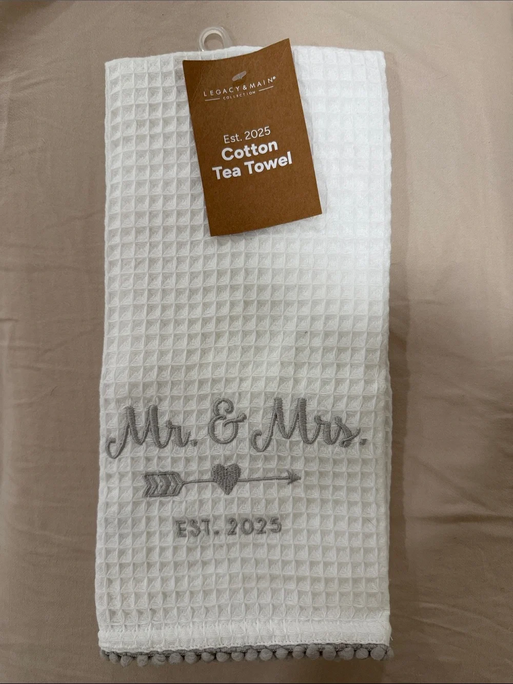 White Cotton 'Mr. & Mrs.' Tea Towel